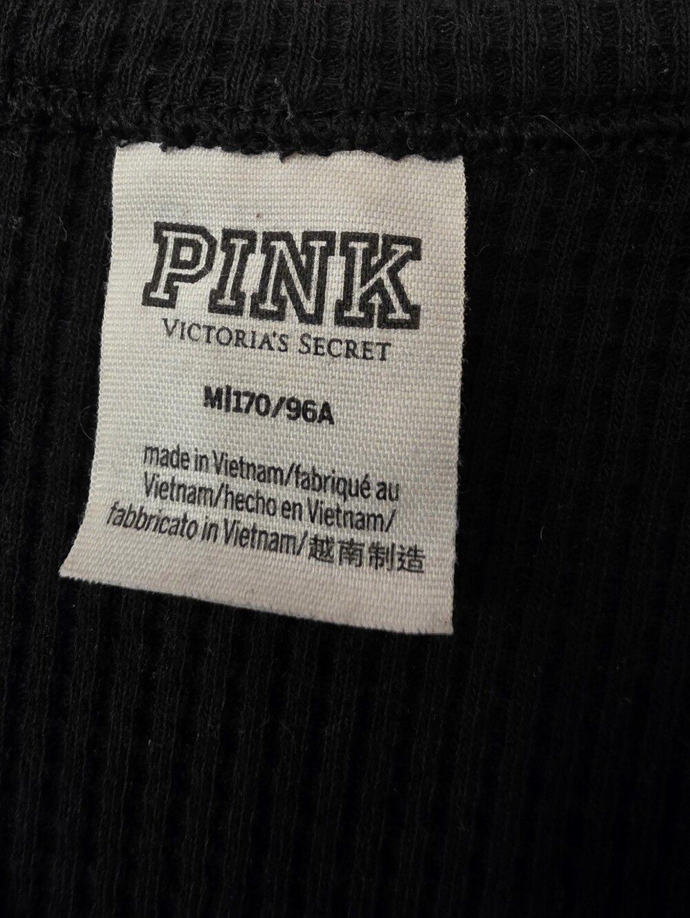 PINK Victoria's Secret Waffle Thermal Henley – Black – Size Medium - Picture 4 of 4